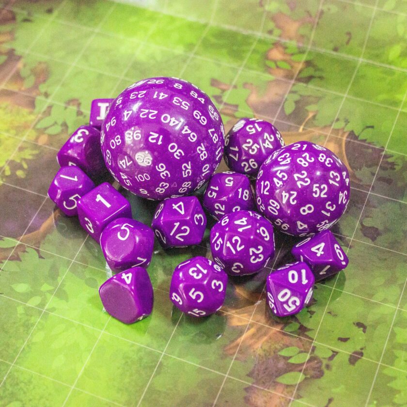 Block Purple with White Numbering 15 Piece Dice Set - Image 7