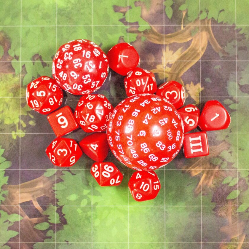 Block Red with White Numbering 15 Piece Dice Set - Image 7