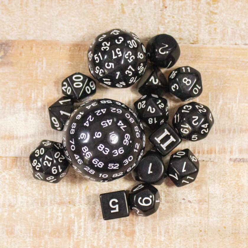 Block Black with White Numbering 15 Piece Dice Set