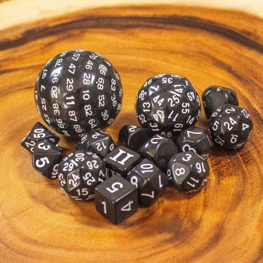 Block Black with White Numbering 15 Piece Dice Set - Image 4