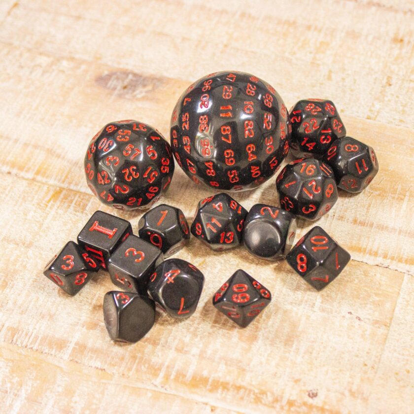 Block Black with Red Numbering 15 Piece Dice Set - Image 6