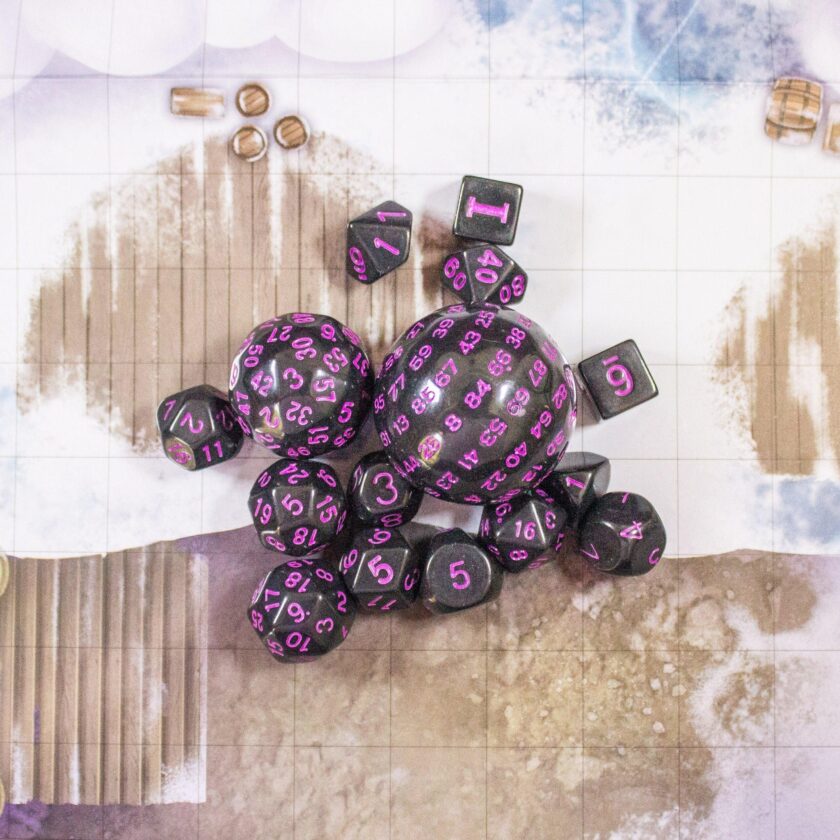 Block Black with Pink Numbering 15 Piece Dice Set - Image 4