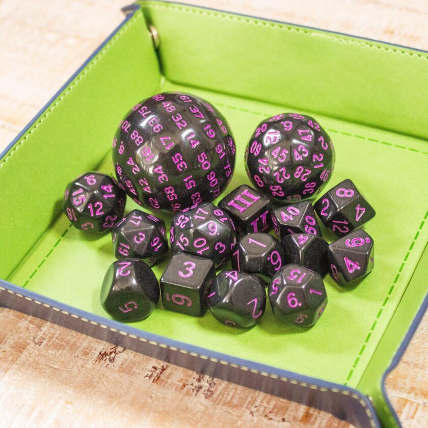 Block Black with Pink Numbering 15 Piece Dice Set - Image 7