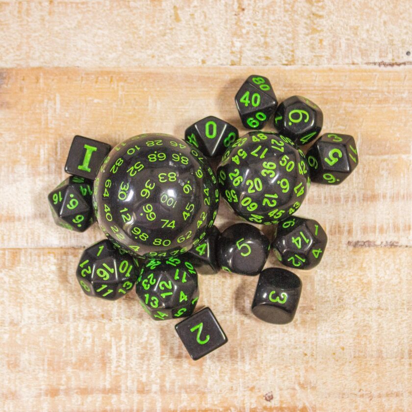 Block Black with Green Numbering Piece Dice Set - Image 5