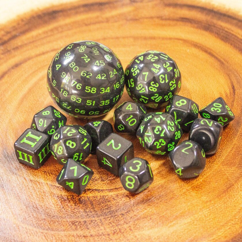 Block Black with Green Numbering Piece Dice Set - Image 6