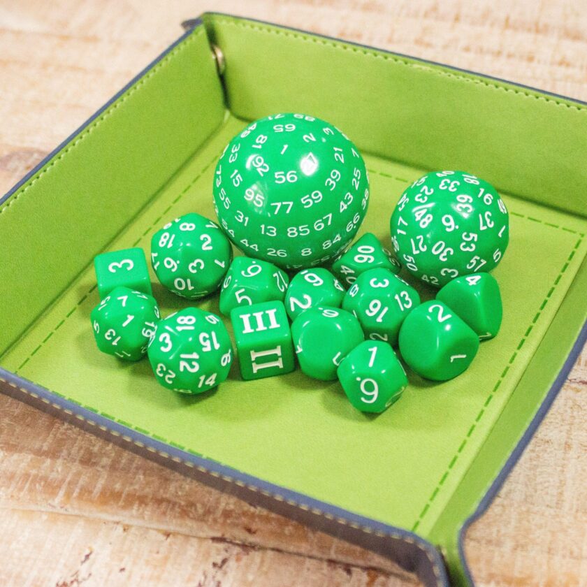 Block Green with White Numbering 15 Piece Dice Set