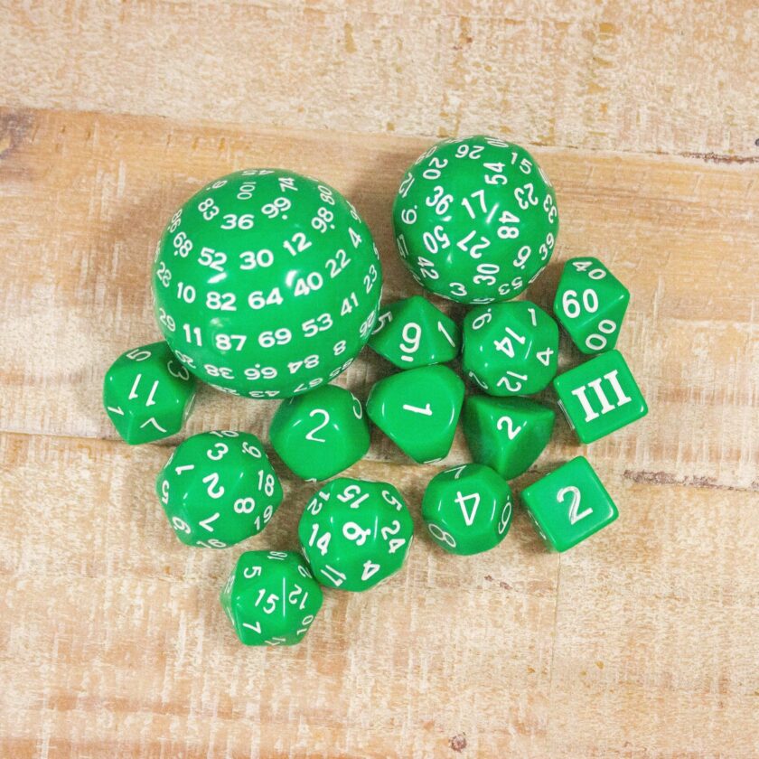 Block Green with White Numbering 15 Piece Dice Set - Image 4