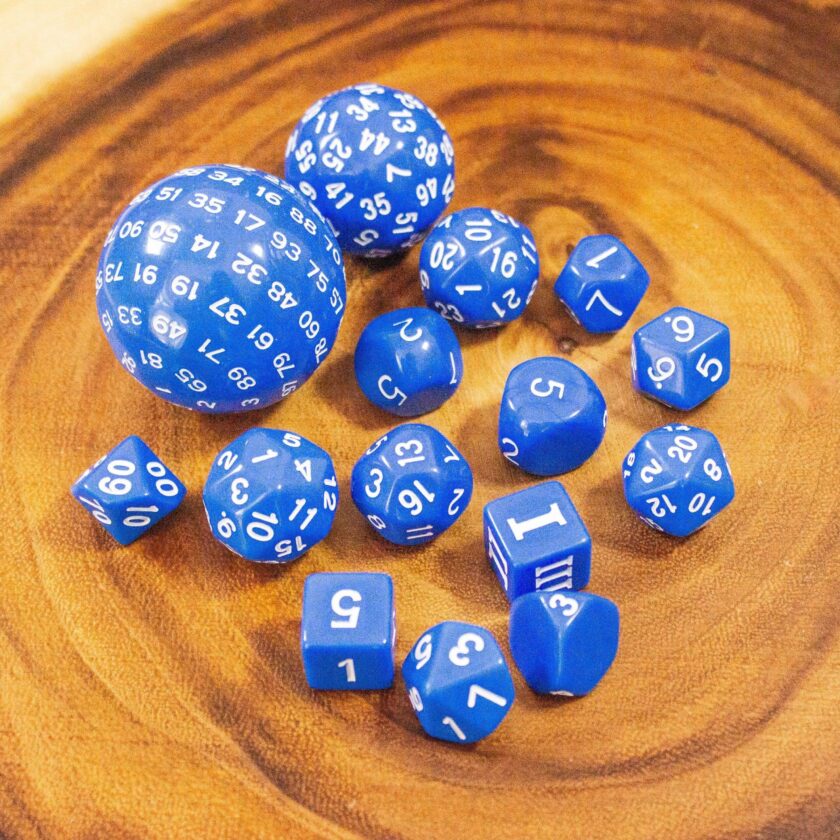 Block Blue with White Numbering 15 Piece Dice Set - Image 5