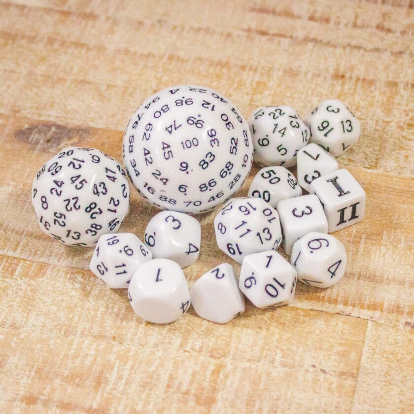 Block White with Black Numbering 15 Piece Dice Set - Image 5