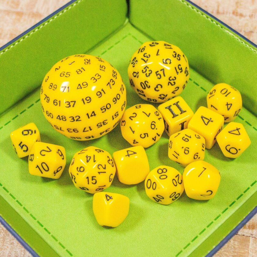 Block Yellow with Black Numbering 15 Piece Dice Set - Image 3