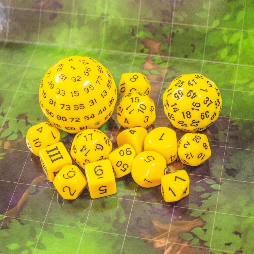 Block Yellow with Black Numbering 15 Piece Dice Set - Image 6