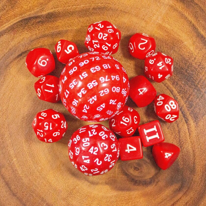 Block Red with White Numbering 15 Piece Dice Set - Image 5