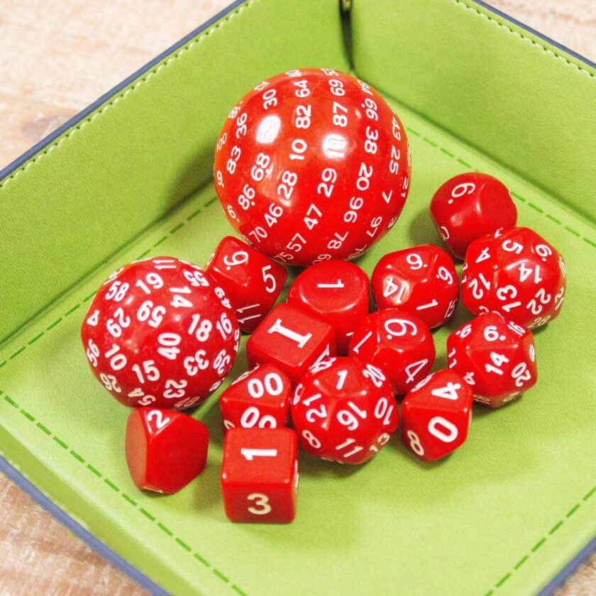 Block Red with White Numbering 15 Piece Dice Set - Image 6