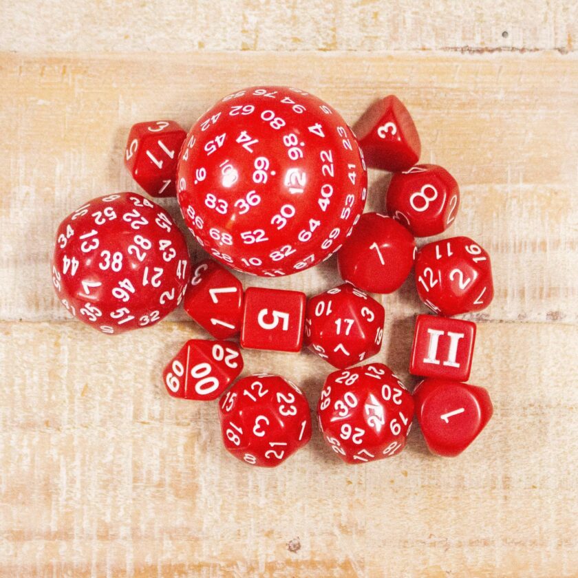 Block Red with White Numbering 15 Piece Dice Set - Image 3