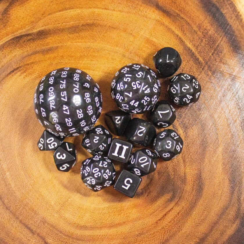 Block Black with White Numbering 15 Piece Dice Set - Image 3