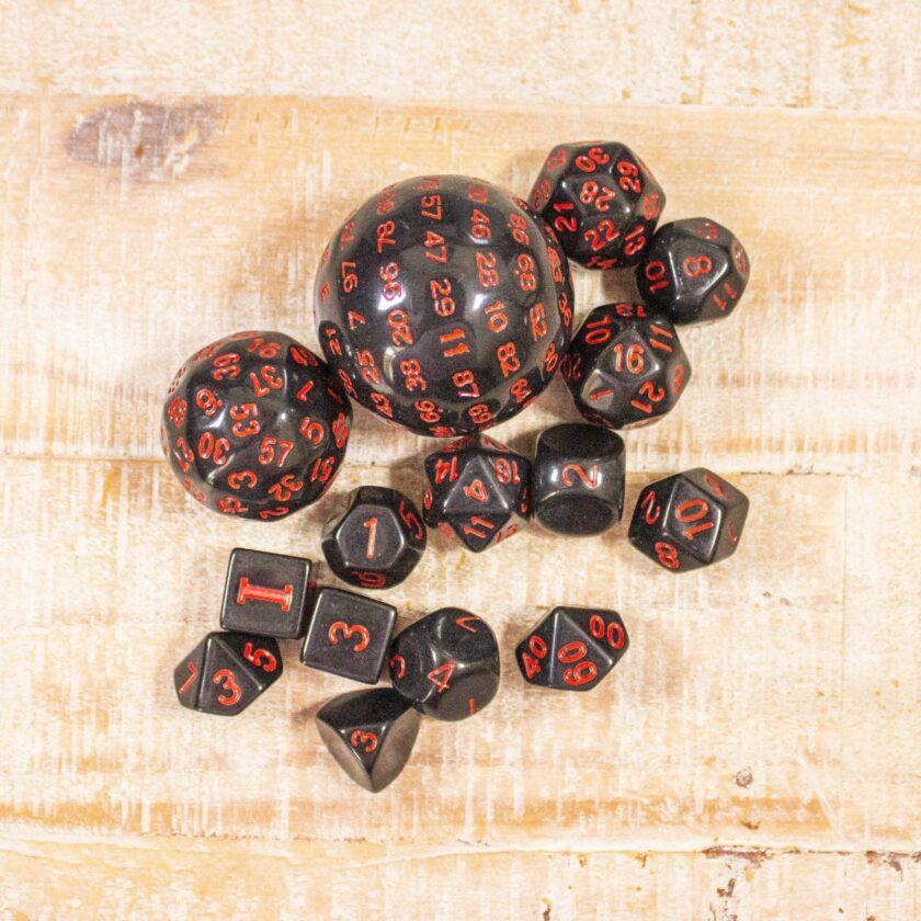 Block Black with Red Numbering 15 Piece Dice Set - Image 2