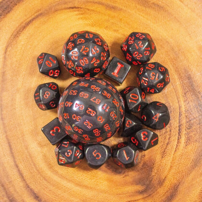 Block Black with Red Numbering 15 Piece Dice Set - Image 4