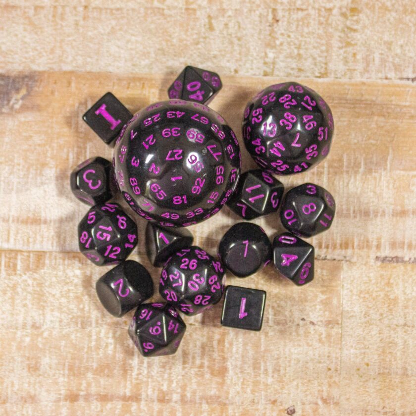 Block Black with Pink Numbering 15 Piece Dice Set - Image 2