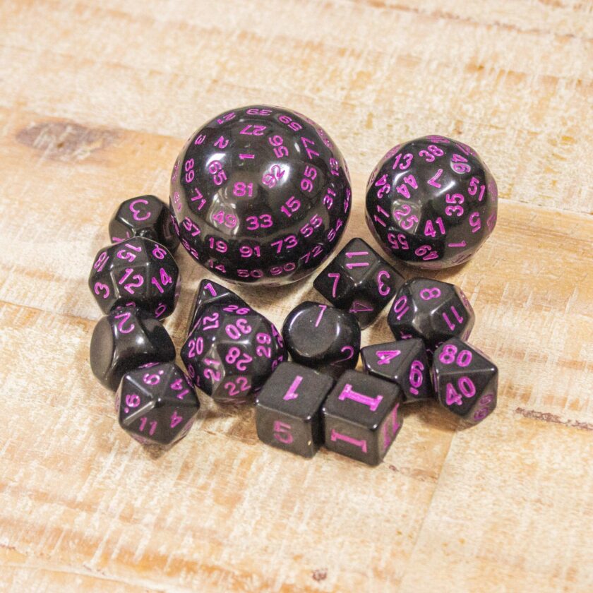 Block Black with Pink Numbering 15 Piece Dice Set