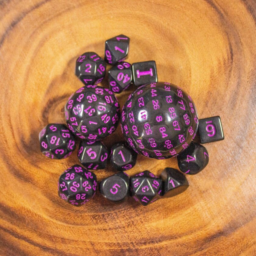 Block Black with Pink Numbering 15 Piece Dice Set - Image 6