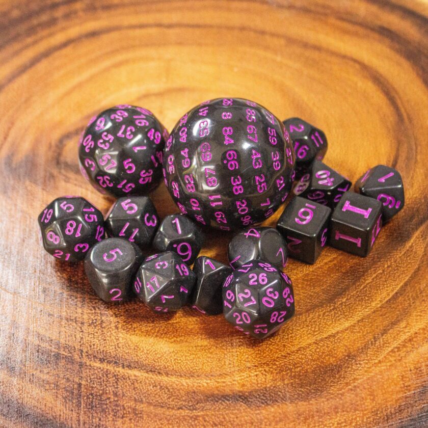 Block Black with Pink Numbering 15 Piece Dice Set - Image 5