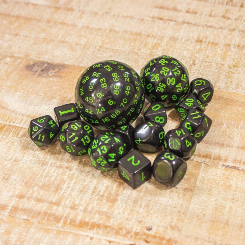 Block Black with Green Numbering Piece Dice Set - Image 3