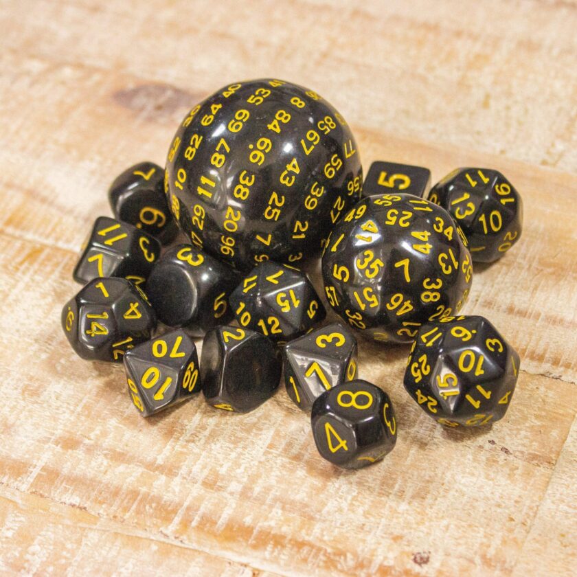 Block Black with Yellow Numbering 15 Piece Dice - Image 6