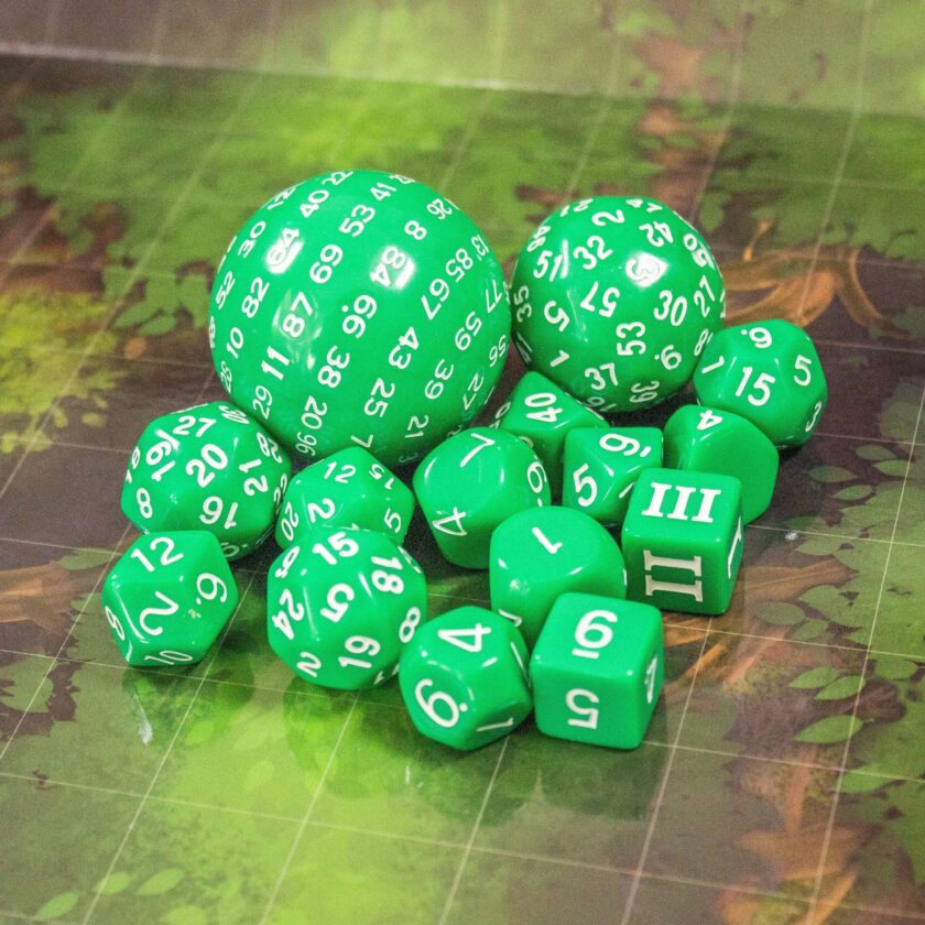 Block Green with White Numbering 15 Piece Dice Set - Image 5