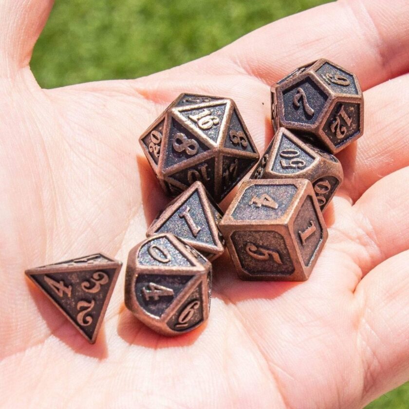 Black and Copper Metal Dice Set - Image 2