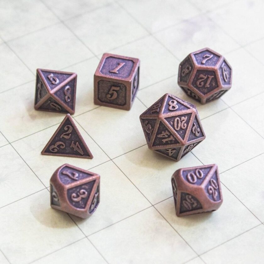 Black and Copper Metal Dice Set