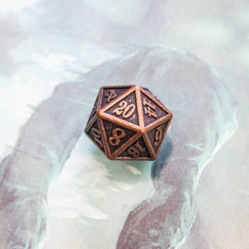 Black and Copper Metal Dice Set - Image 3