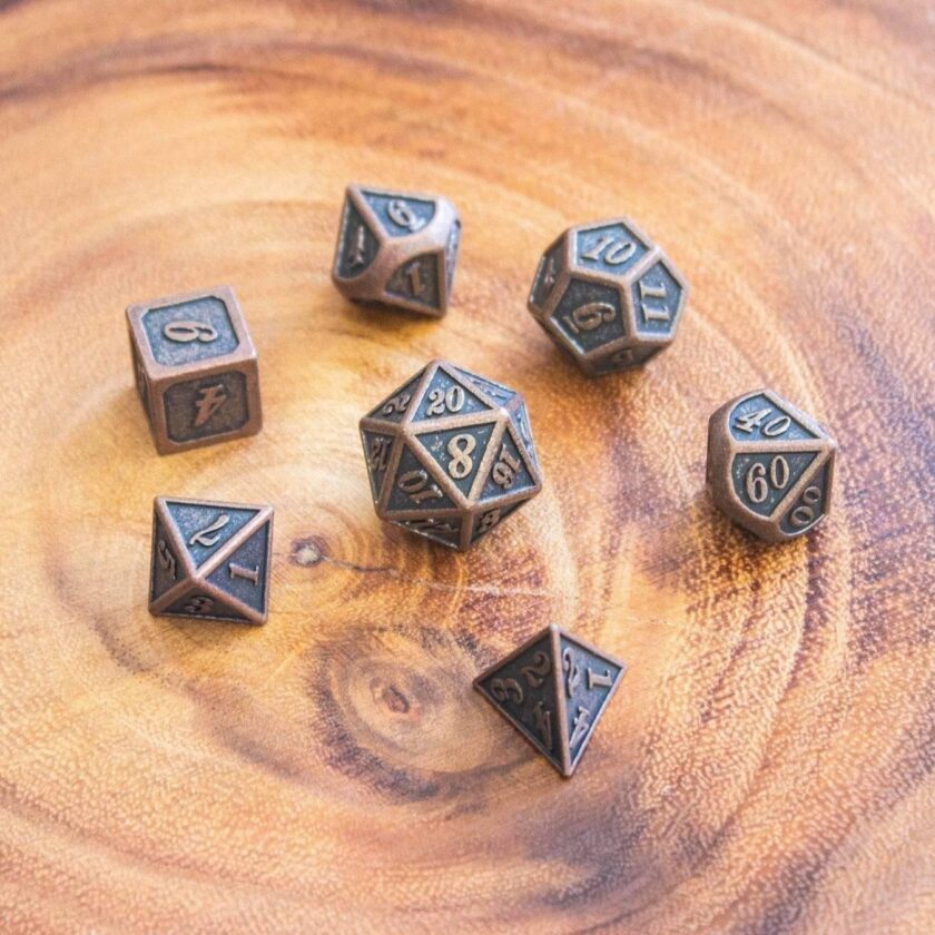 Black and Copper Metal Dice Set - Image 5