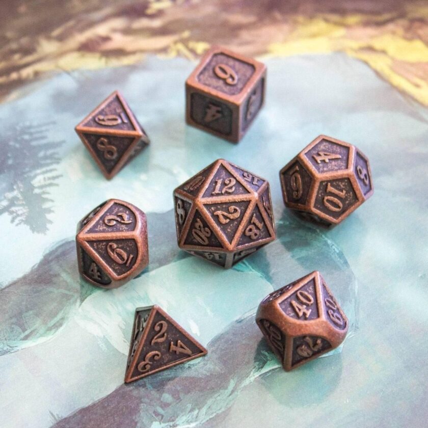 Black and Copper Metal Dice Set - Image 6