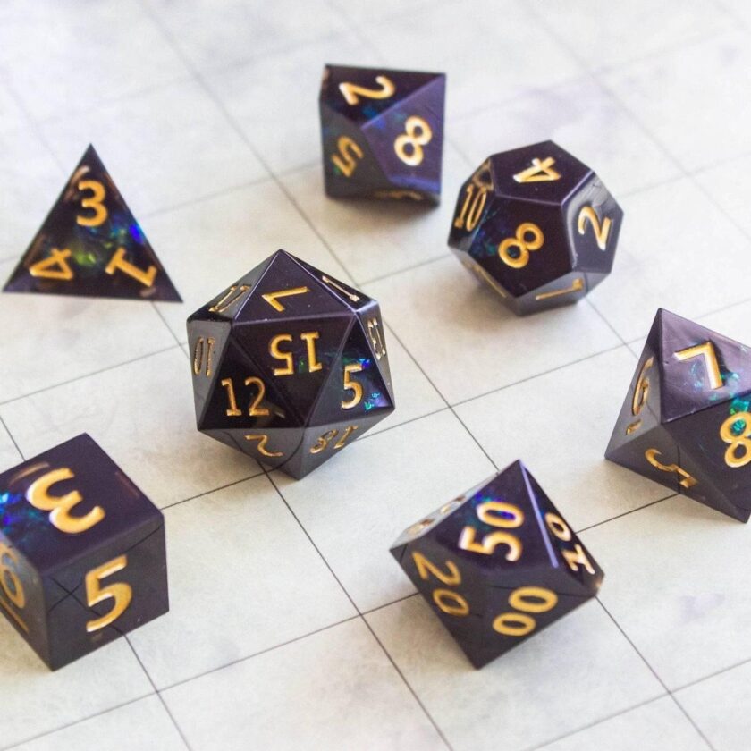 Black and Green Sharp Edge Dice Set - Image 2