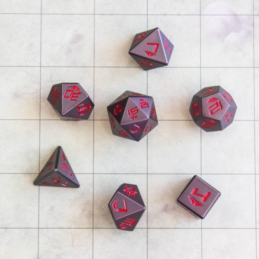 Metal Black and Red Dice Set - Image 2