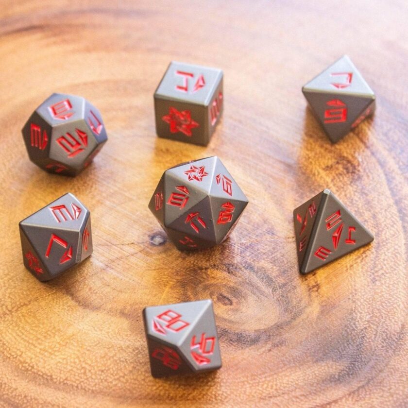 Metal Black and Red Dice Set - Image 5