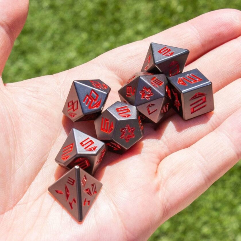 Metal Black and Red Dice Set - Image 6