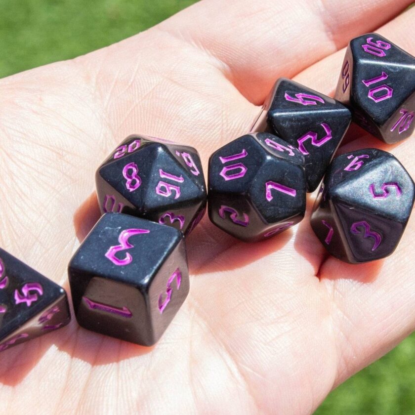 Black Witch Dice With Pink Scratching Dice Set - Image 2