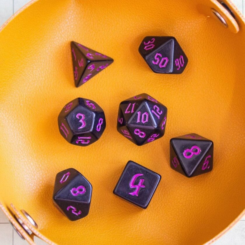 Black Witch Dice With Pink Scratching Dice Set - Image 3