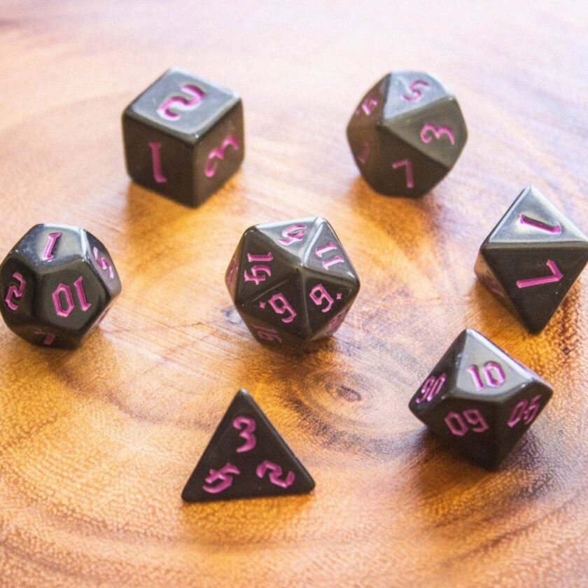 Black Witch Dice With Pink Scratching Dice Set - Image 4