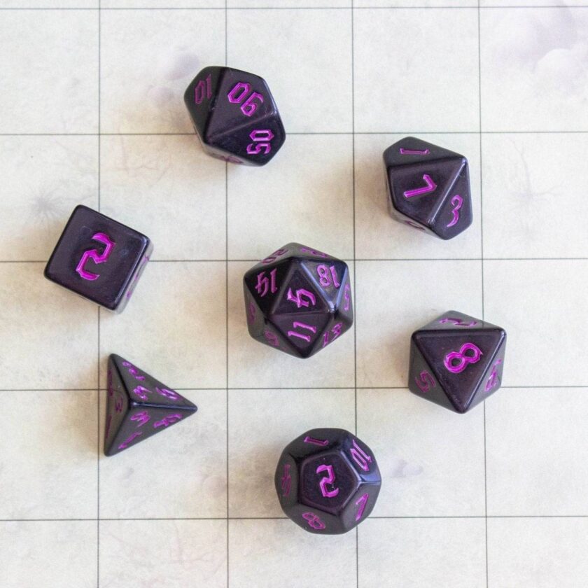 Black Witch Dice With Pink Scratching Dice Set - Image 5