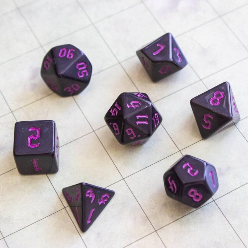 Black Witch Dice With Pink Scratching Dice Set - Image 7