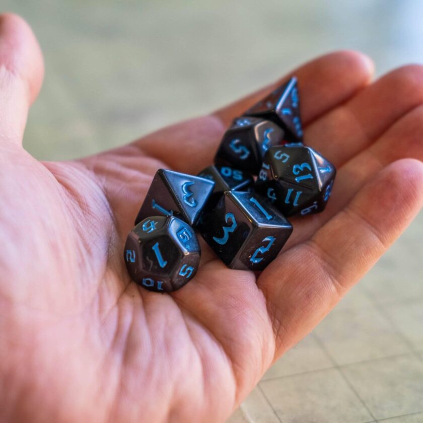 Black Witch With Blue Scratching Dice Set