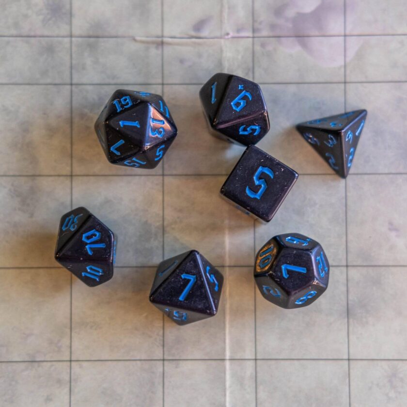 Black Witch With Blue Scratching Dice Set - Image 4