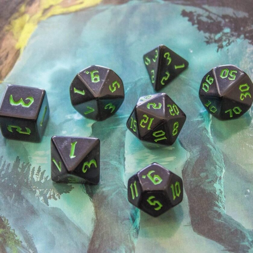 Black Witch With Green Scratching Dice Set - Image 5