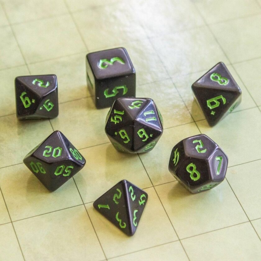 Black Witch With Green Scratching Dice Set - Image 7