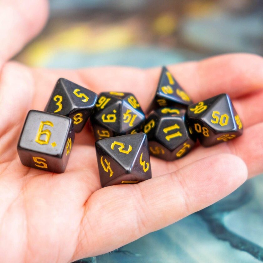 Black Witch With Yellow Scratching Dice Set - Image 7