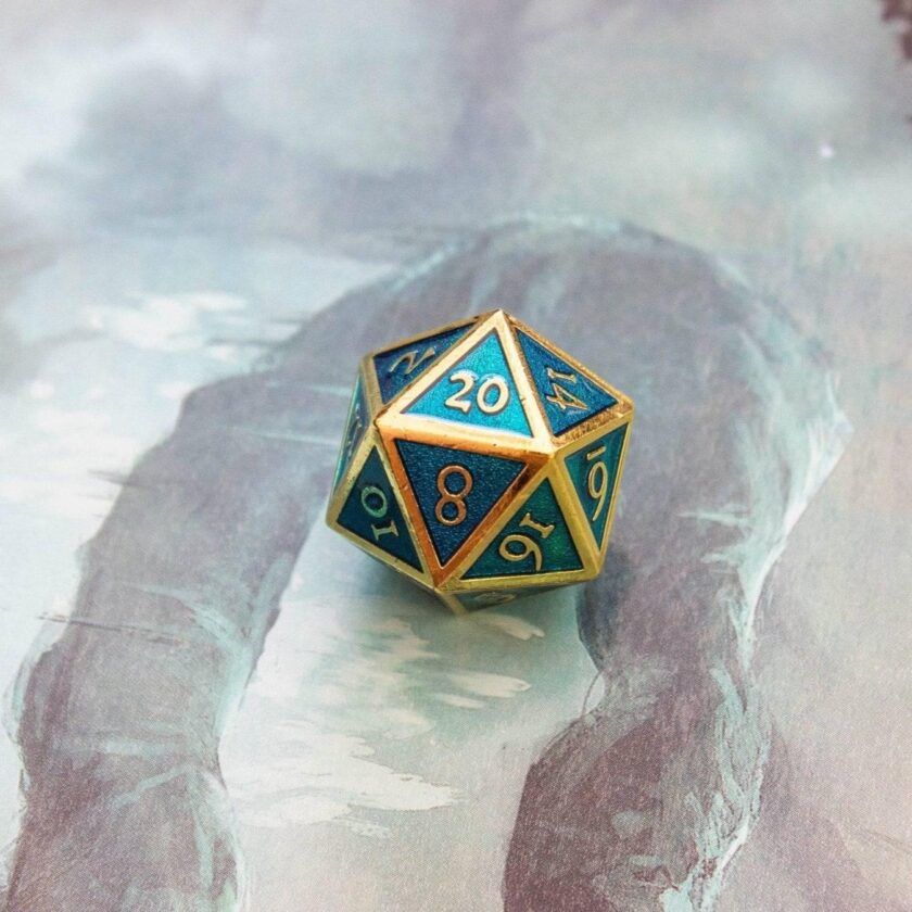 Blue and Gold Metal Dice Set - Image 4