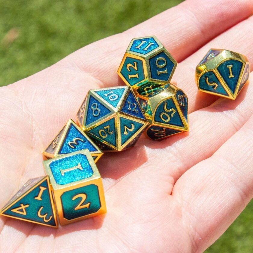 Blue and Gold Metal Dice Set - Image 5