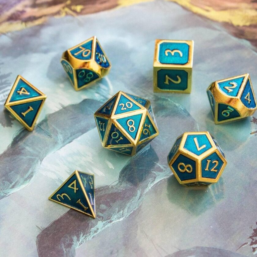 Blue and Gold Metal Dice Set - Image 6